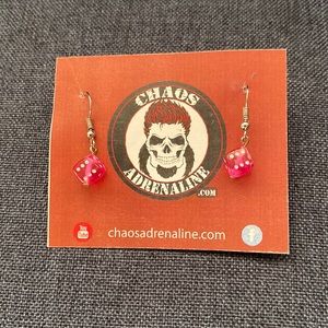 Tiny pink dice earrings